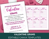 Valentine Gram Flyer Canva Template, Valentines Candy Fundraiser Event, Valentine Gram Order Form, Valentine's Day Grams Tag PTO Fundraising