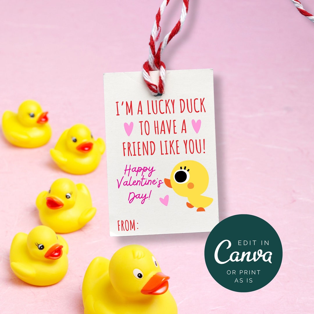 I m A Lucky Duck Valentine Printable Tag Lucky Duck Valentine Template Rubber Duck Valentine