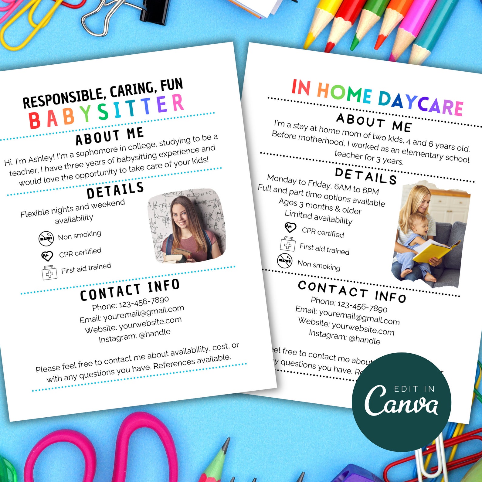 Babysitting Flyer Template, Editable at Home Daycare Flyer Template ...