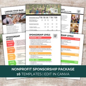 Sponsorship Levels Template, Nonprofit Sponsor Level Flyer, Nonprofit Event Sponsorship Package, Fundraising Campaign Template Canva PTO
