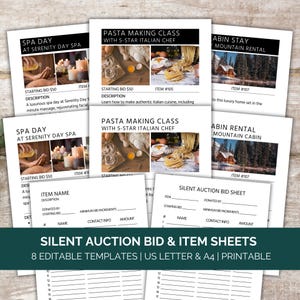 Silent Auction Item Sign Template, Silent Auction Bid Sheet, Silent Auction Bundle, Fundraiser Auction Form Canva Nonprofit
