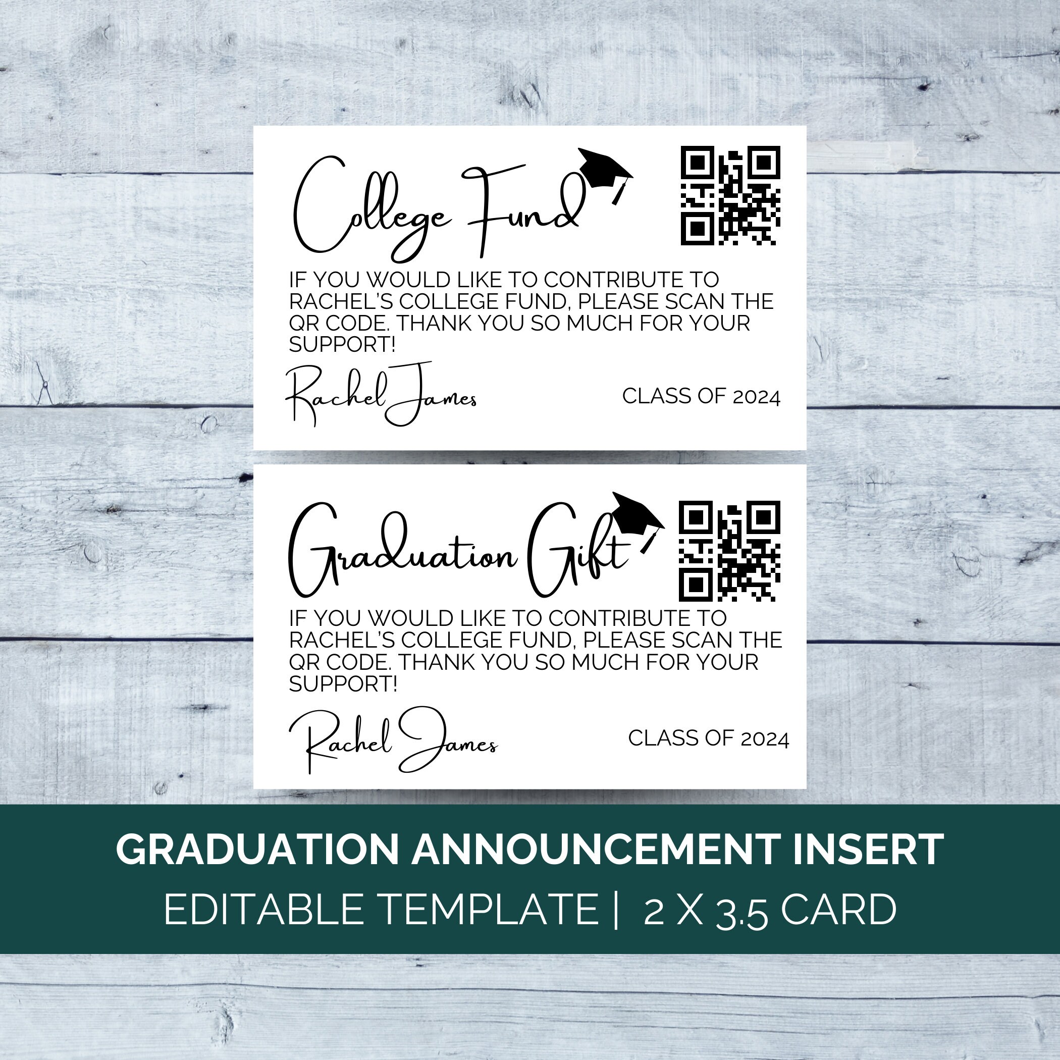 Graduation QR Code Insert Card, Editable Graduation Party Invitation ...