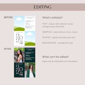 The templates are fully editable in Canva. Customize the text, colors, and graphics to suit your needs. The only thing that can't be altered is the paper size and orientation