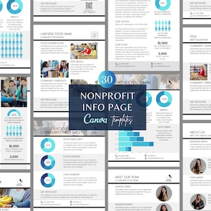 Canva-sjablonen voor one Pager non-profit, infographic flyers voor non-profitprogramma, fondsenwerving Sponsoring Bedrijfsprofiel Mediakit Marketing
