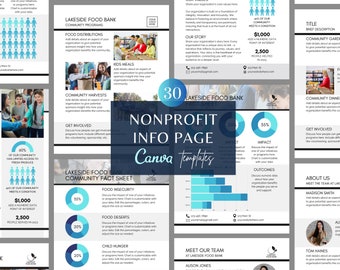 One Pager Nonprofit Canva Templates, Non Profit Program Infographic Flyers, Fundraising Sponsorship Company Profile Media Kit Marketing