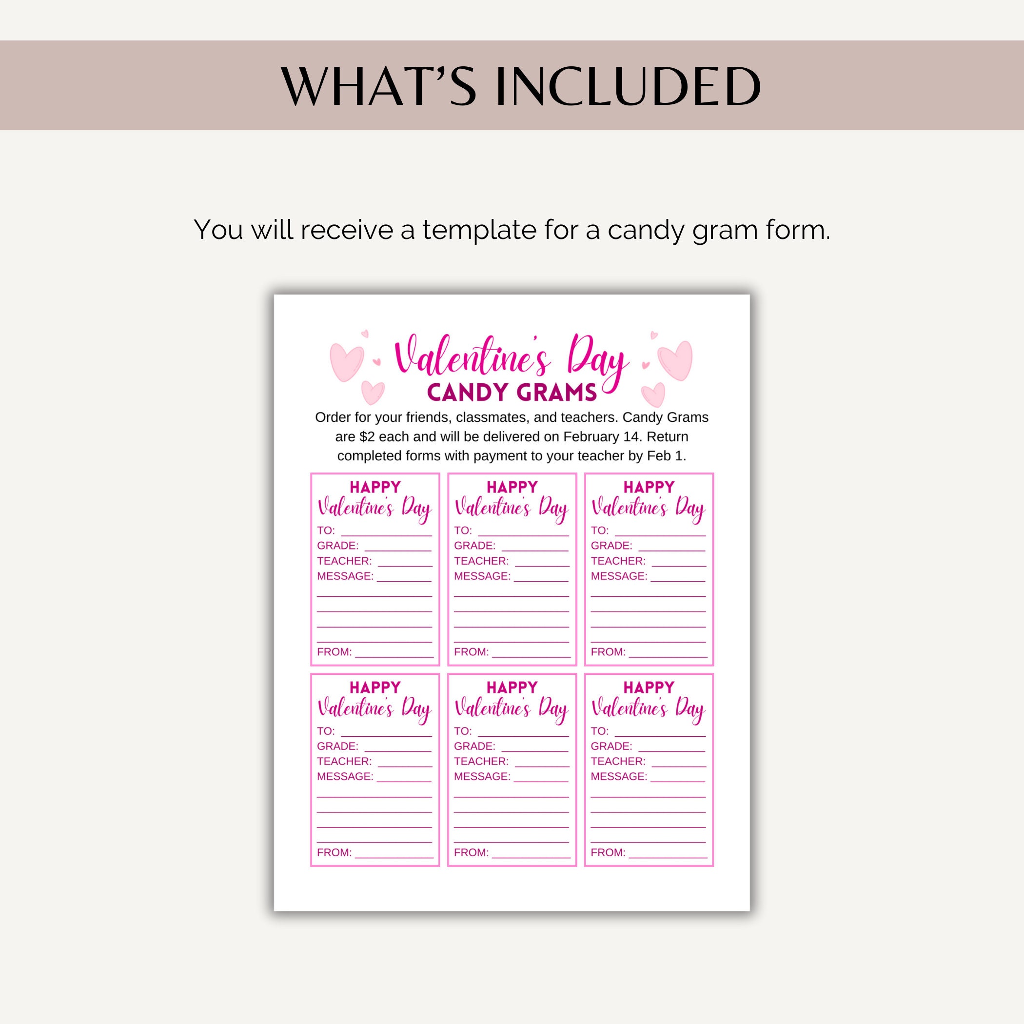 Valentines Candy Gram Fundraiser, Valentine Candy Gram Flyer, Valentine Gram Template, Valentine