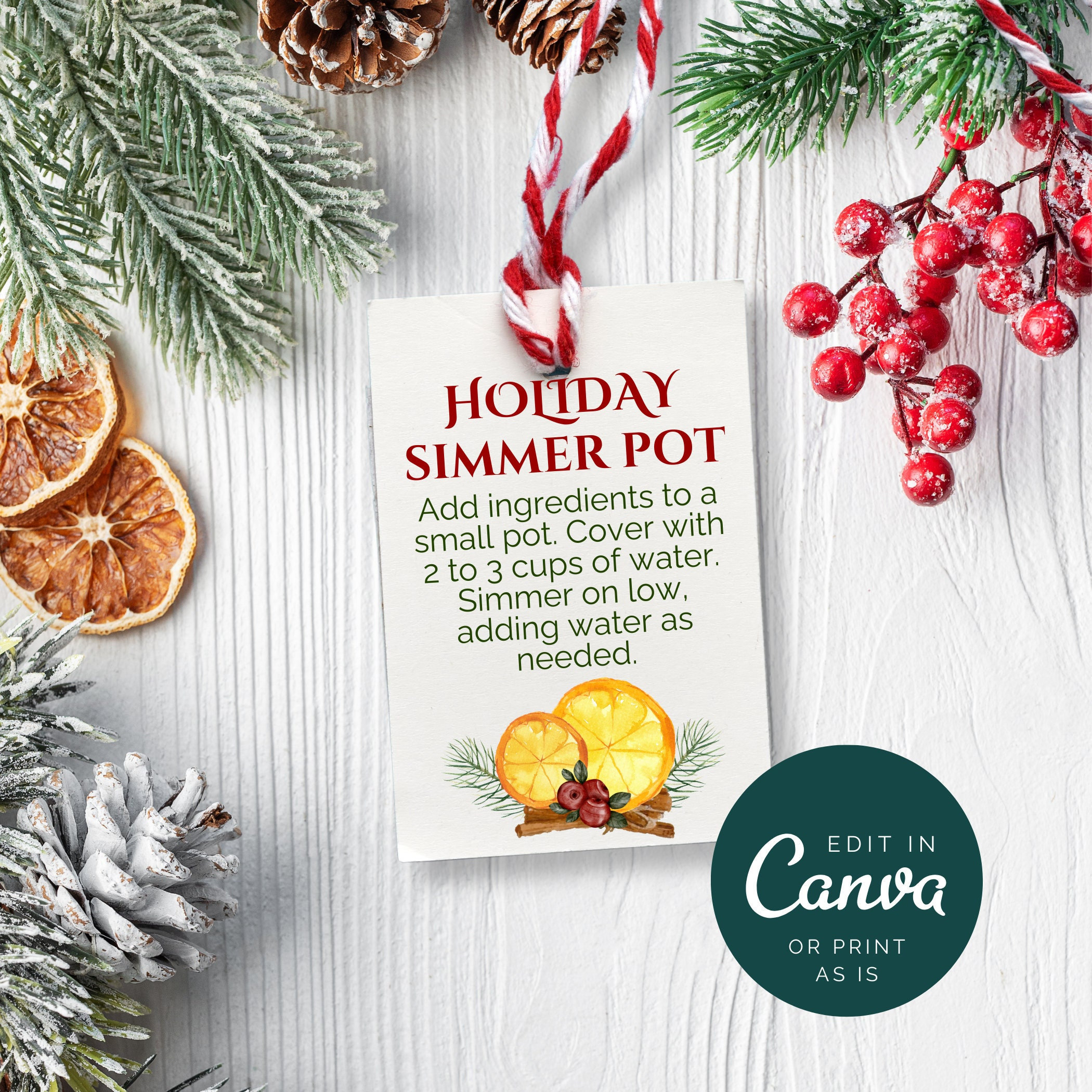 Printable Christmas Tags for Simmer Pot Holiday Stovetop Potpourri