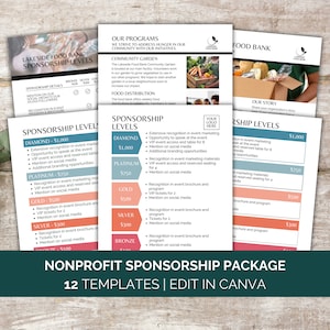 Sponsorship Levels Template, Nonprofit Sponsor Level Flyer, Nonprofit Event Sponsorship Package, Donation Flyer Level Canva Templates PTO