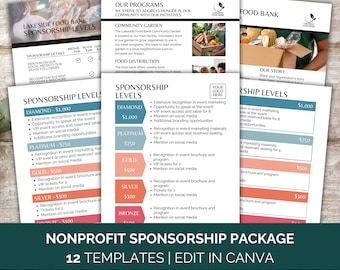 Vorlage für Patenschaftsstufen, Non-Profit-Sponsoring-Level-Flyer, Non-Profit-Event-Sponsoring-Paket, Donation-Flyer-Level Canva-Vorlagen PTO