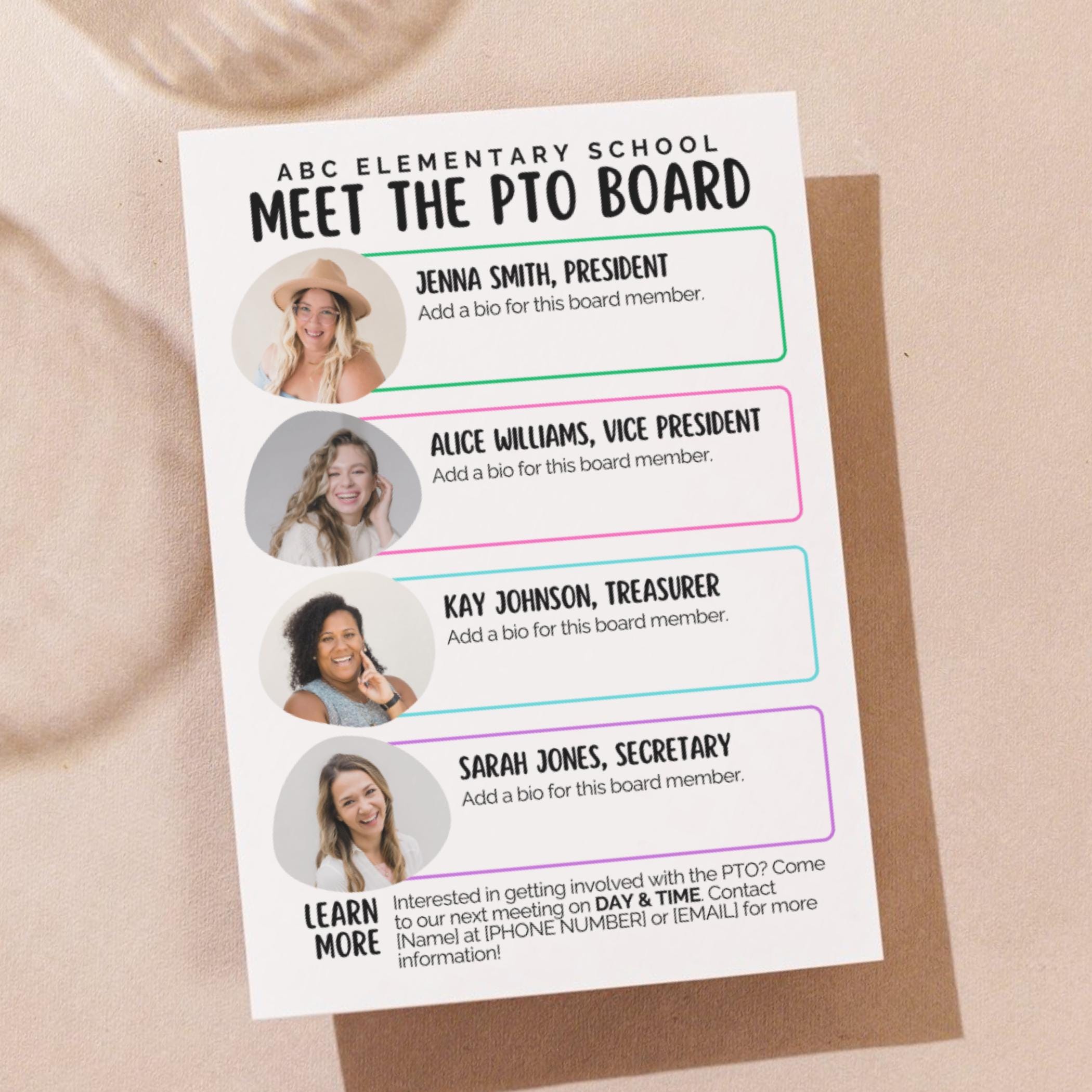 Back to School PTO Board Introduction Letter, Meet the Board Flyer ...