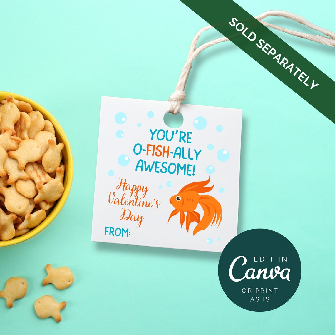 Goldfish Valentine Printable, Valentine Tags for Kids Goldfish ...