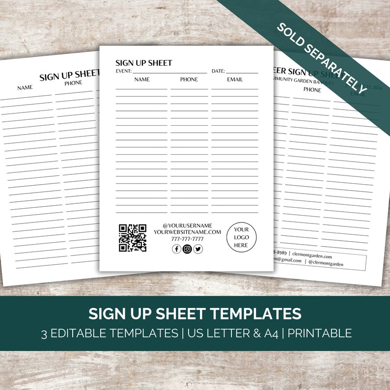 Email Sign up Sheet Template, Editable Email List Sign up Sheet ...