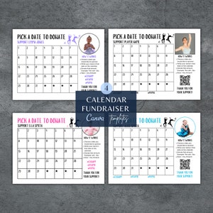 Dance Team Fundraiser Editable, Pick A Date To Donate Calendar For Dance Fundraiser, Fundraising Calendar Canva Template, Sponsor My Season