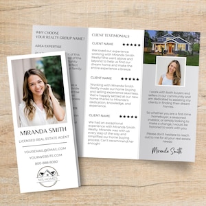 Real Estate Agent Brochure, Real Estate Agent Introduction Tri Fold Brochure Template, Trifold Brochure Template Canva Marketing Mailer