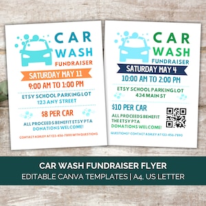 Car Wash Fundraiser Flyer Template, Editable Fundraiser Car Wash Flyer, Fundraiser Template Nonprofit PTO Church Charity Canva