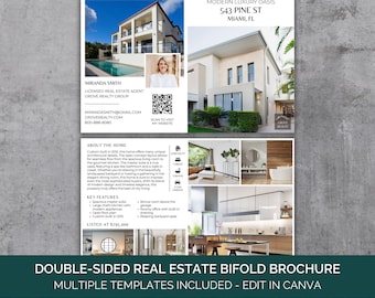 Luxus-Immobilienbroschüre Canva Vorlage 4 Seite, Objektbroschüre Feature-Liste, Nur Aufgelistete Maklerbroschüre