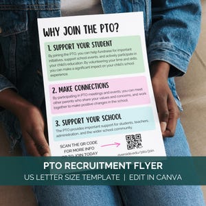 Why Join The PTO Flyer Canva Template, PTO Membership Form, Membership Drive Flyer With qr Code Canva, PTO Sign Up Sheet Recruitment Flyer