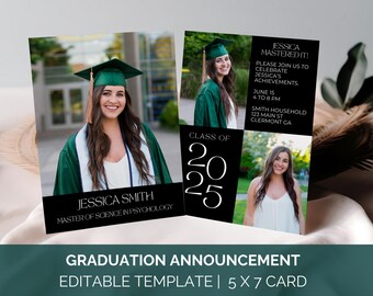 Masters Graduation Invitation Template, Mastered It Graduation Party Invitation, Graduation Party Invites Downloadable Canva Template 5x7
