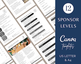 Modèle de niveaux de parrainage, forfait de parrainage d'un événement à but non lucratif, modèle sur toile de flyer de niveau de parrainage d'associations, modèle de menu de parrainage