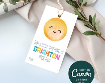 Een beetje iets om je dag op te fleuren Canva-sjabloon voor cadeaukaartje, Sunshine Thinking of You cadeaukaartjes, hangkaartjes waardering leraar