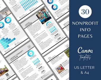 Nonprofit One Pager Canva Templates, Non Profit Program Infographic Flyers Media Kit, Company Profile Template Canva Fundraising Sponsorship