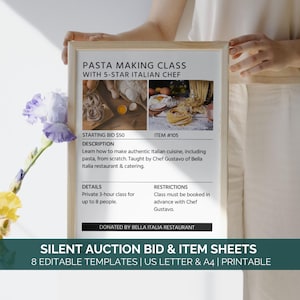 Silent Auction Item Sign Template, Silent Auction Bundle, Silent Auction Bid Sheet Printable, Silent Auction Fundraiser Canva