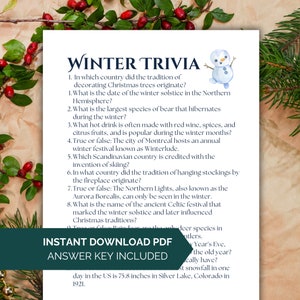 Printable Winter Trivia Games, Christmas Trivia With Answers, Printable Holiday Trivia Game ...