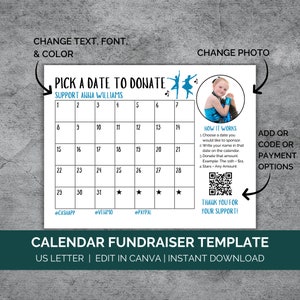 Dance Team Fundraiser Editable, Pick A Date To Donate Calendar For Dance Fundraiser, Fundraising Calendar Canva Template, Sponsor My Season