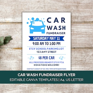 Car Wash Fundraiser Flyer Template, Editable Fundraiser Car Wash Flyer, Fundraiser Template Nonprofit School PTO Church Charity Fundraising