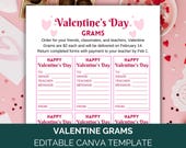 Valentines Candy Gram Fundraiser, Valentine Candy Gram Flyer, Valentine Gram Order Form, Valentine's Day Grams Tag Canva Template PTO