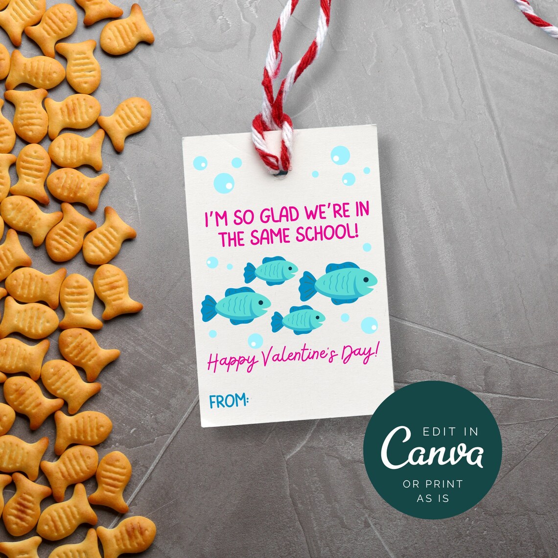 Goldfish Valentine Printable, Valentine Tags for Kids Goldfish ...