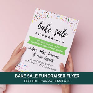 Bake Sale Flyer, PTO Bake Sale Fundraiser Flyer, Editable School Fundraiser Template Canva US Letter, Valentines Day Bake Sale Flyer