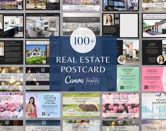 Luxury Real Estate Postcard Templates, Modern Real Estate Postcard Bundle, Real Estate Farming Postcard, Just Sold Realtor Marketing Canva