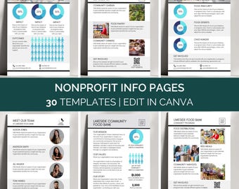 One Pager Nonprofit Canva Templates, Non Profit Program Infographic Flyers, Fundraising Sponsorship Company Profile Marketing Media Kit