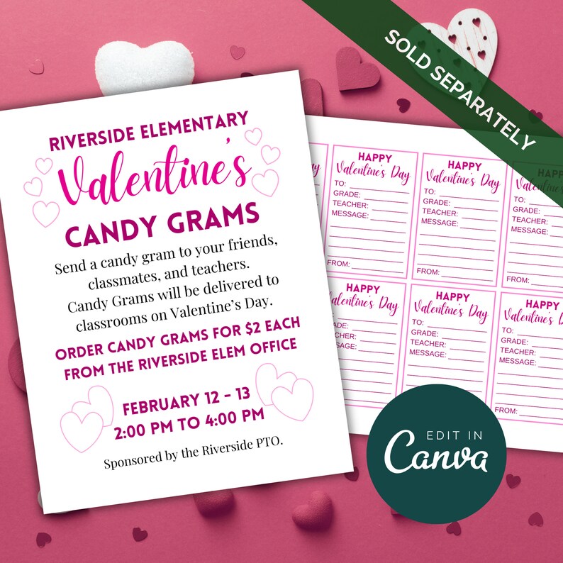 Valentines Candy Gram Fundraiser, Valentine Candy Gram Flyer, Valentine