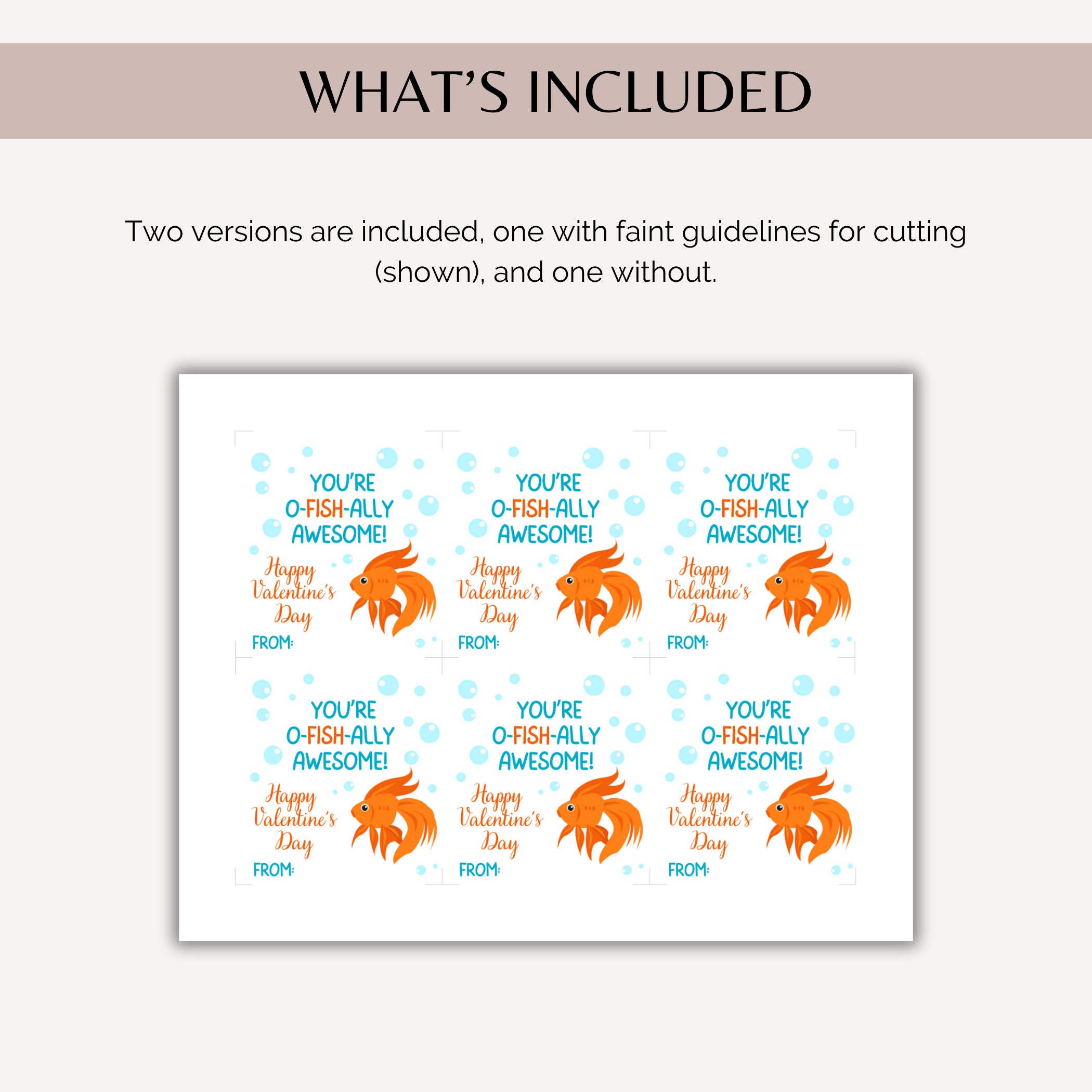 Goldfish Valentine Printable, Valentine Tags for Kids Goldfish ...