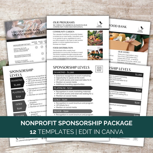 Sponsorship Levels Template, Event Sponsorship Package, Nonprofit Event Sponsorship Package, Fundraising Campaign Template Canva PTO PTA