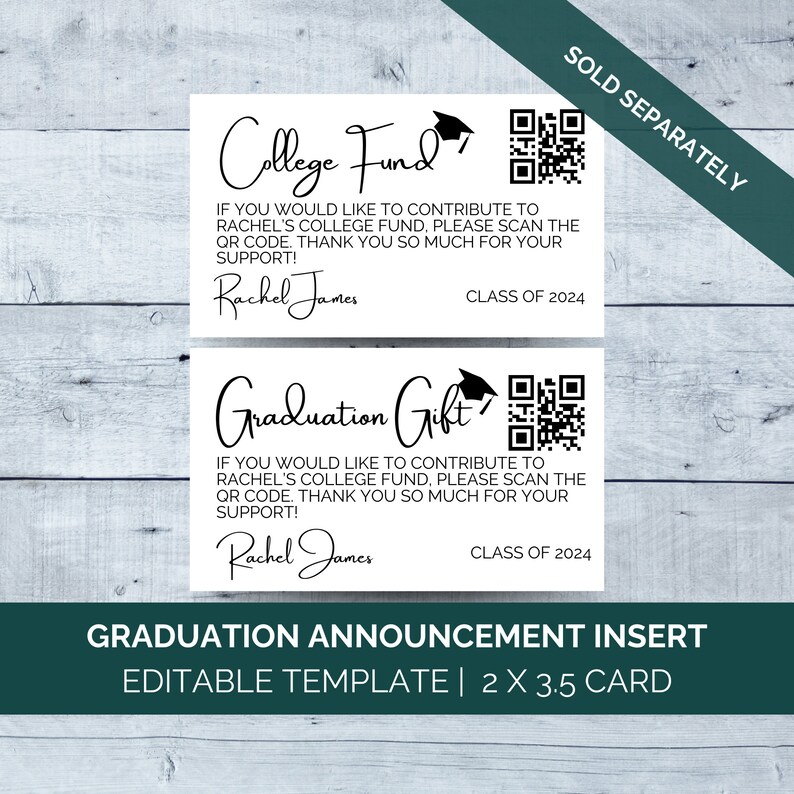 Editable Graduation Party Invitation Insert Template, Graduation QR