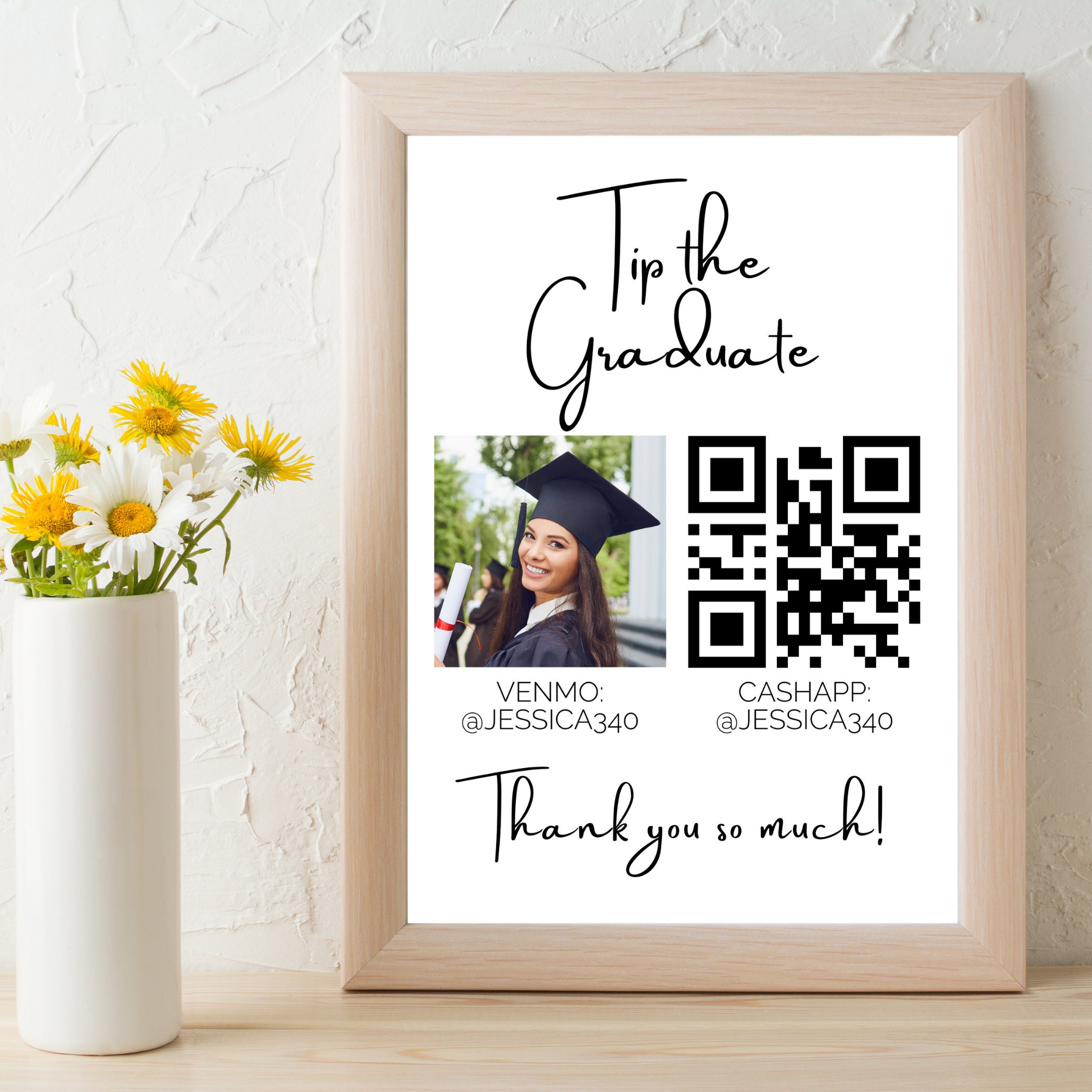 Tip the Graduate QR Code Sign, Graduation Qr Code Sign for Open House ...