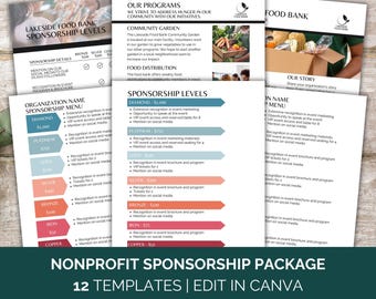 Modèles de niveaux de parrainage, Flyer pour les organisations à but non lucratif, Package de parrainage d'un événement à but non lucratif, Flyer marketing pour collecte de fonds, modèles Canva