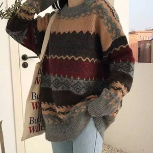 Grandpa Sweater Chunky Aesthetic Oversized Sweater Korean - Etsy