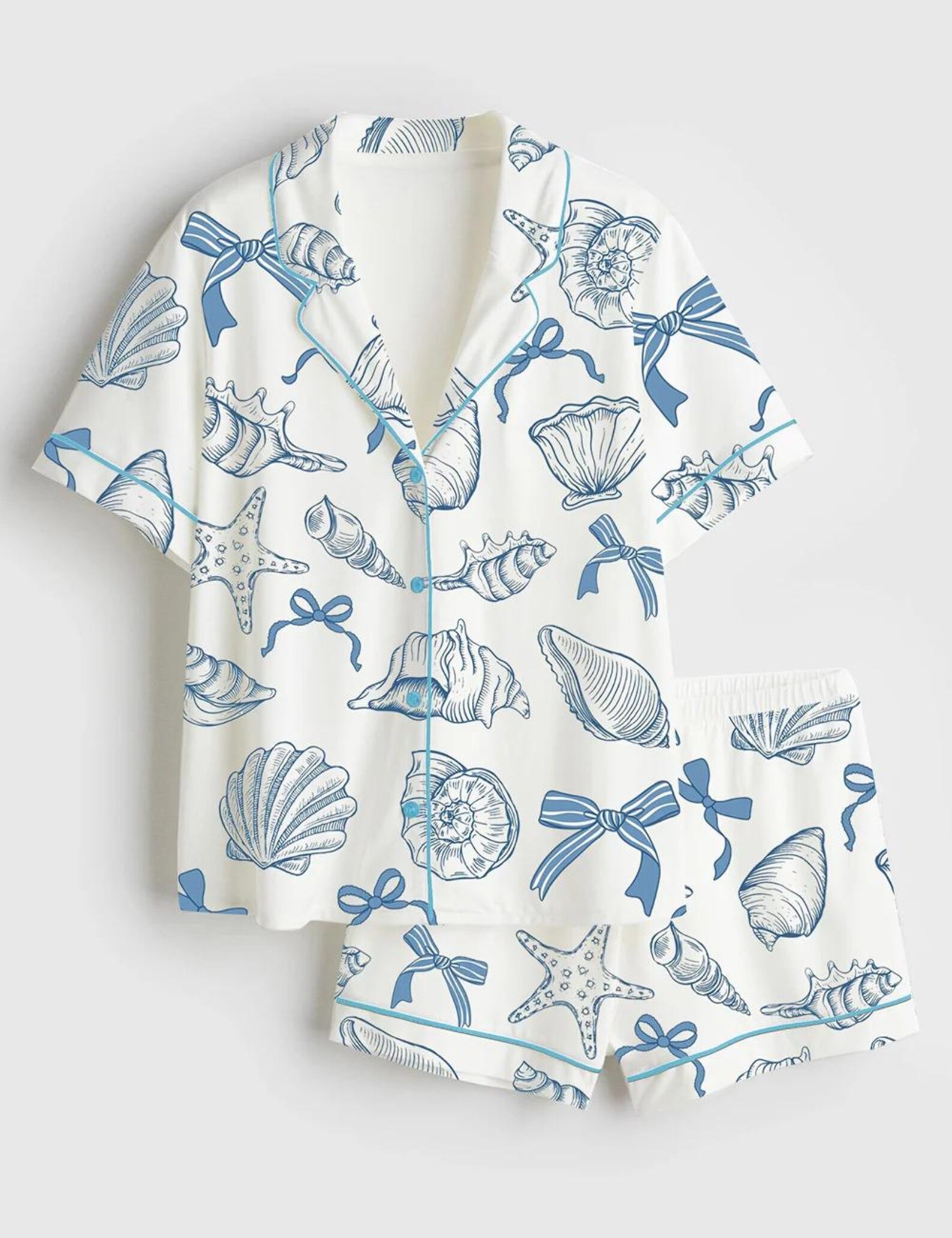 Beach Seashells - Zip Convertible Pajamas w/ Ruffles