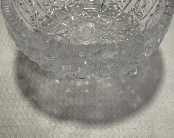 Vintage Bonboniere aus gepresstem Glas mit Fuß, klares Sternenmuster