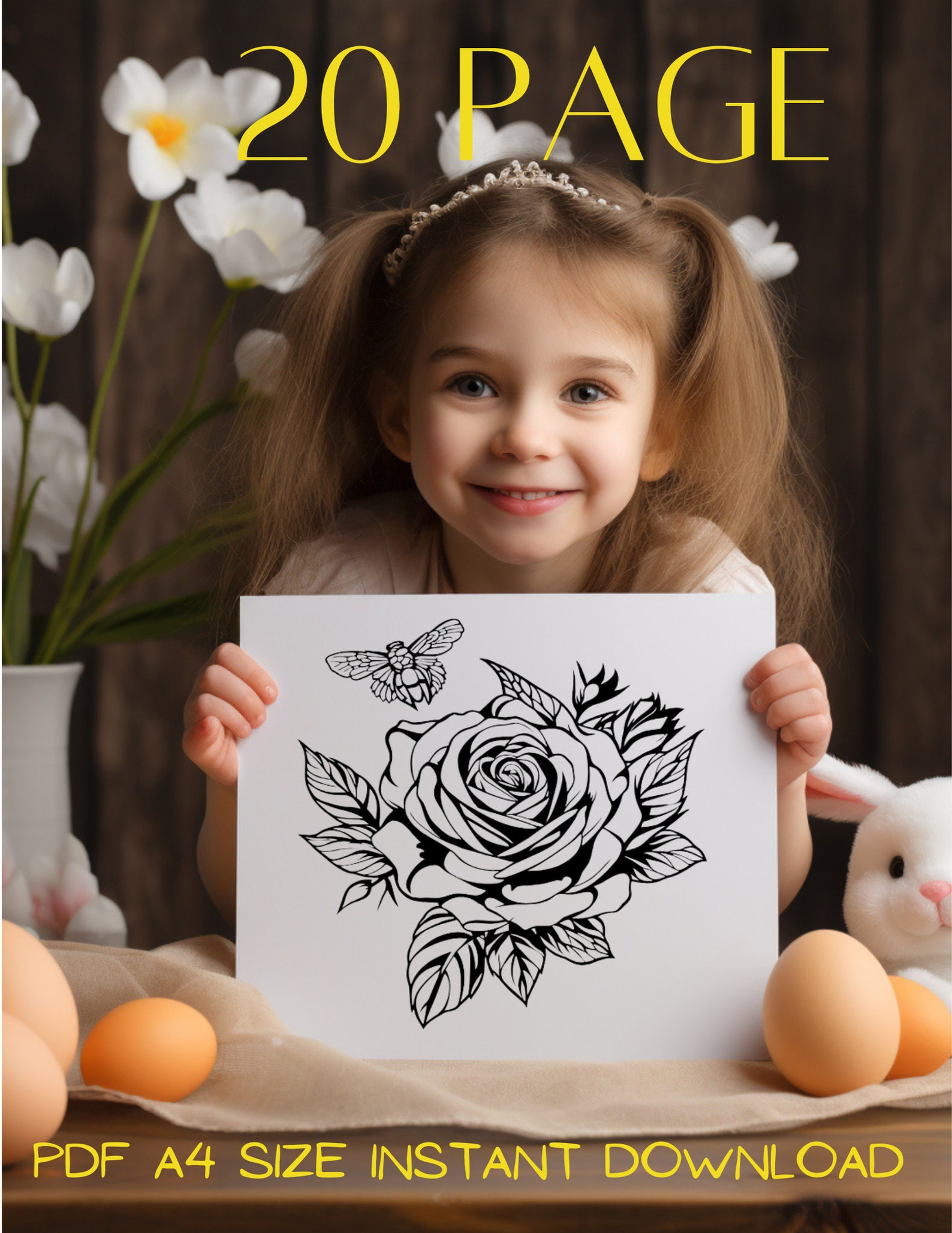 20 Printable Flower Coloring Pages Pt 2 Flower Coloring Etsy