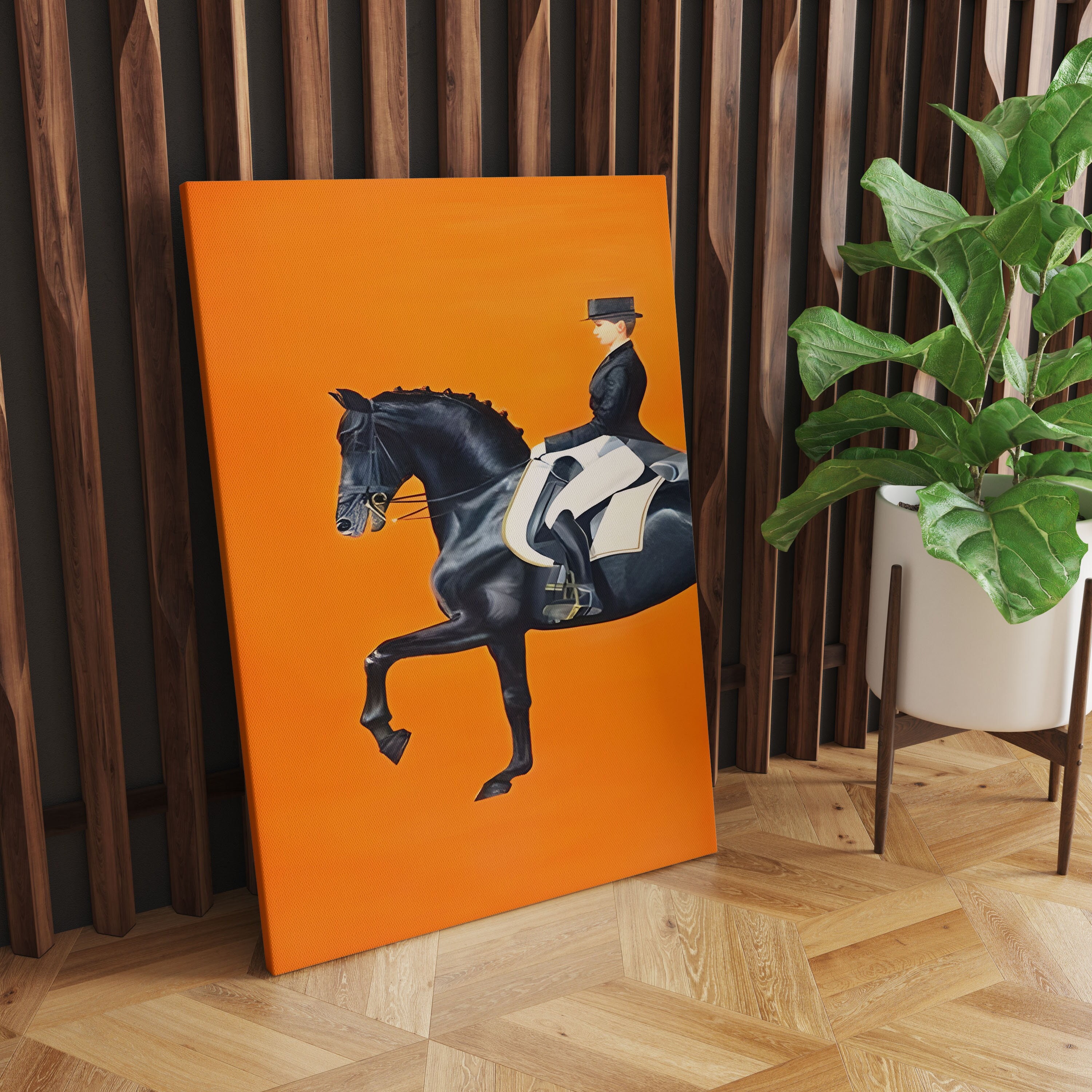 SKMOD Paintings Canvas Art Prints - Orange Hermes Horse ( Fashion > Fashion Brands > Hermès art) - 18x18 in