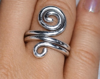 silver swirl stackable ring