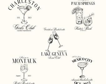 Custom Vintage Cocktail Bachelorette Logo, Bachelorette Weekend Logo, Bachelorette Party Logo, SVG, PNG