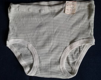 Vintage Herren Unterwäsche Unbenutzte Weiß Gestreifte 100% Baumwolle Unterwäsche Vintage Hoch taillierte Unterhose Hergestellt in der Sowjetunion Lettland SarkanaisRits