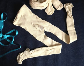 Collants vintage en coton pour enfants, couleur crème, collants neufs des années 1990, différentes tailles