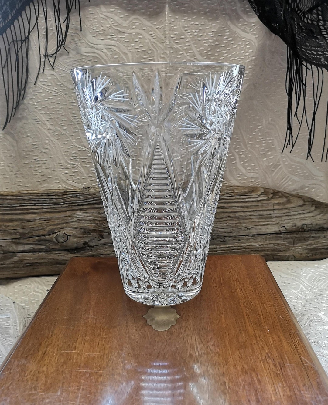 Bohemian Vintage Crystal Vase Cut Crystal Vase Large Vintage Etsy